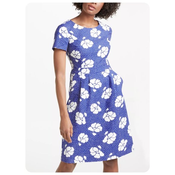 Boden Blue Sierra Floral Textured Dress sz US Petite 6P - Picture 2 of 7